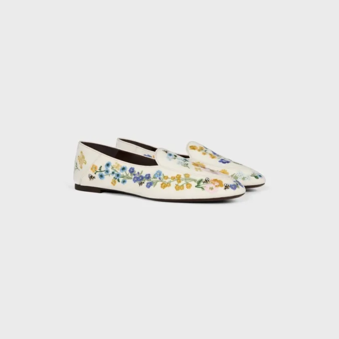 Aura Loafer in Flowers Embroidered Velvet