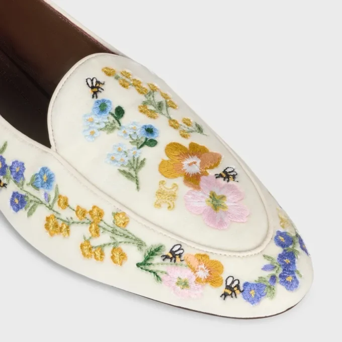 Aura Loafer in Flowers Embroidered Velvet