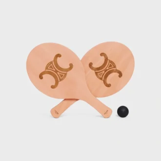 Beach Rackets in Wood and Calfskin Beach Rackets in Wood and Calfskin