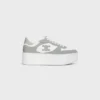 Block Wedge Sneaker in Calfskin and Suede Calfskin