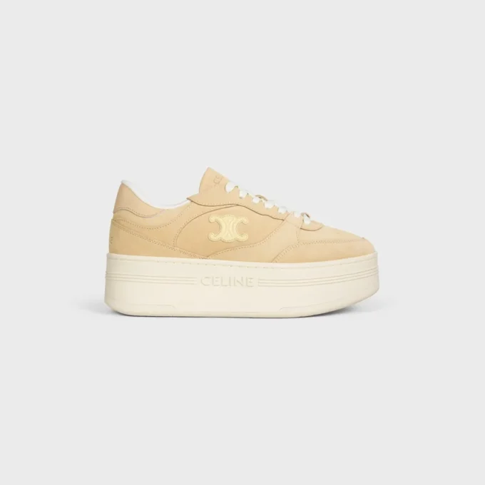 Block Wedge Sneaker in Suede Calfskin and Calfskin