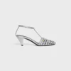 Cage Heeled Sandal in Laminated Lambskin