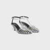 Cage Heeled Sandal in Laminated Lambskin