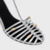 Cage Heeled Sandal in Laminated Lambskin