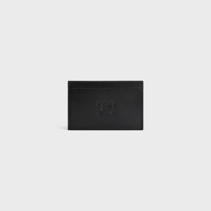 Card Holder in Satinated Calfskin with Triomphe Embossed Card Holder in Satinated Calfskin with Triomphe Embossed