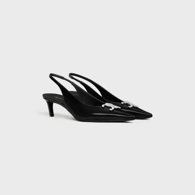 Celine Alma Triomphe Slingback in Glossy Calfskin Celine Alma Triomphe Slingback in Glossy Calfskin