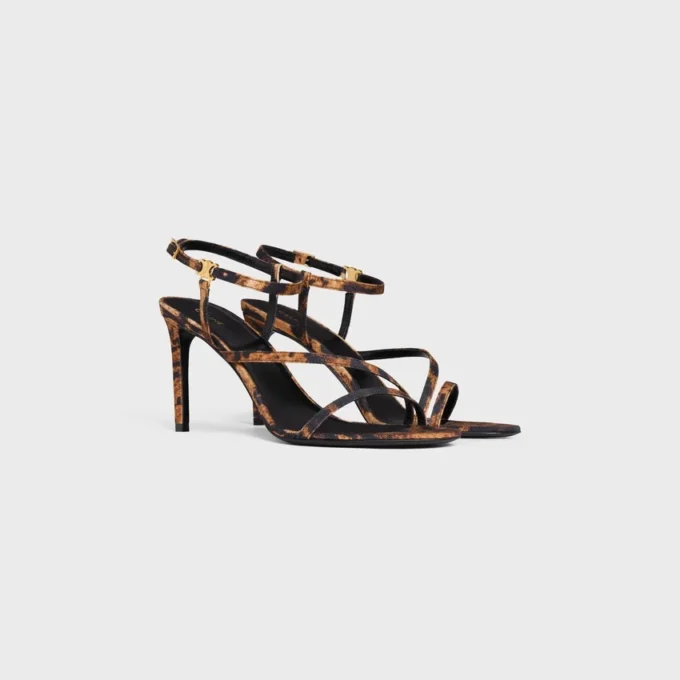Celine Ava Sandal in Leopard Printed Gros Grain Fabric Celine Ava Sandal in Leopard Printed Gros Grain Fabric
