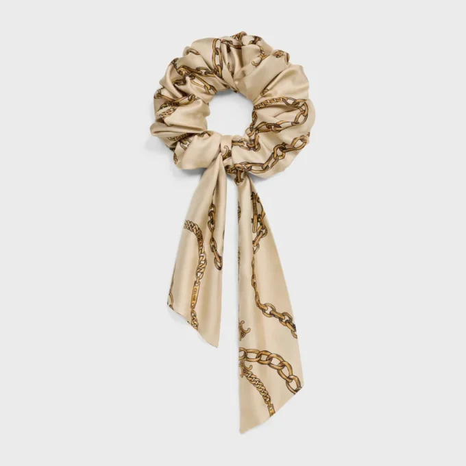 Celine Chains Bow Scrunchy in Silk Celine Chains Bow Scrunchy in Silk