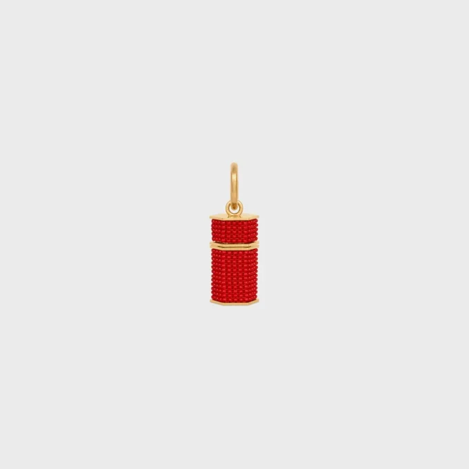 Celine Charms Column Beaded Box in Beads and Brass with Gold Finish
