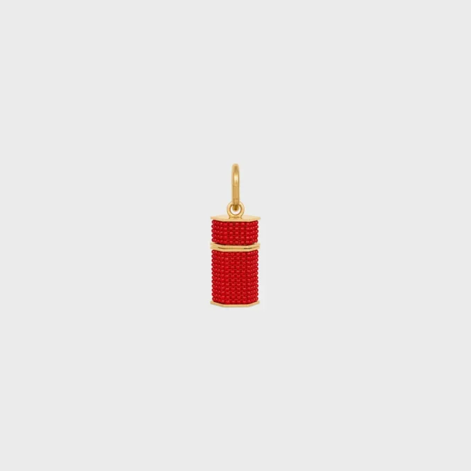 Celine Charms Column Beaded Box in Beads and Brass with Gold Finish