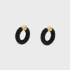 Celine Dafila Bold Hoops in Glass Beads and Brass with Gold Finish