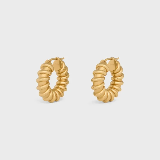 Celine Dafila Torsade Hoops in Brass with Gold Finish