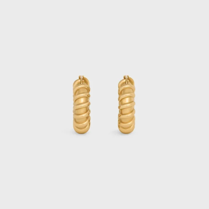 Celine Dafila Torsade Hoops in Brass with Gold Finish