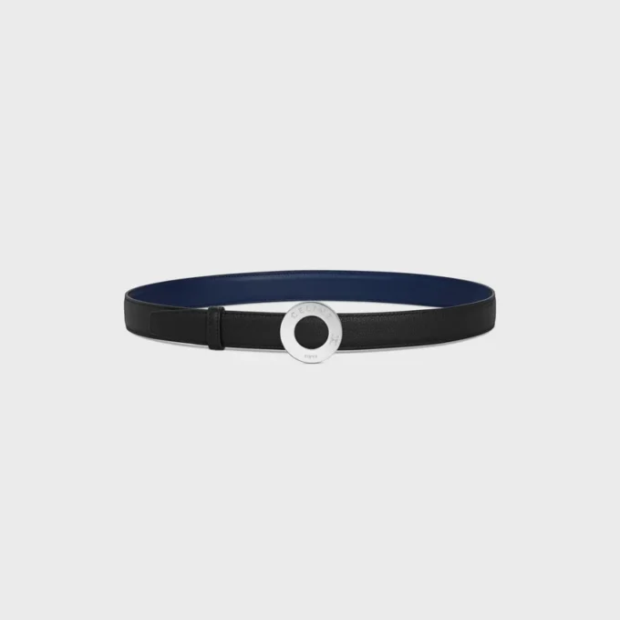 Celine Disc Buckle 25Mm in Metal & Reversible Strap 25Mm in Smooth and Grained Calfskin Celine Disc Buckle 25Mm in Metal & Reversible Strap 25Mm in Smooth and Grained Calfskin