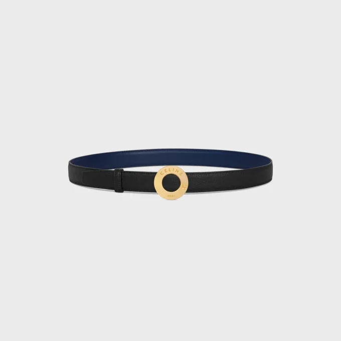 Celine Disc Buckle 25Mm in Metal & Reversible Strap 25Mm in Smooth and Grained Calfskin Celine Disc Buckle 25Mm in Metal & Reversible Strap 25Mm in Smooth and Grained Calfskin