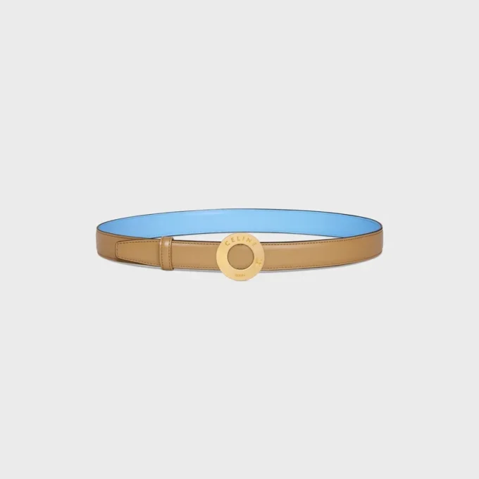 Celine Disc Buckle 25Mm in Metal & Reversible Strap 25Mm in Taurillon