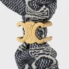 Celine Jacquard Triomphe Scrunchy in Cotton, Polyester, Polyamide and Brass with Gold Finish Celine Jacquard Triomphe Scrunchy in Cotton, Polyester, Polyamide and Brass with Gold Finish