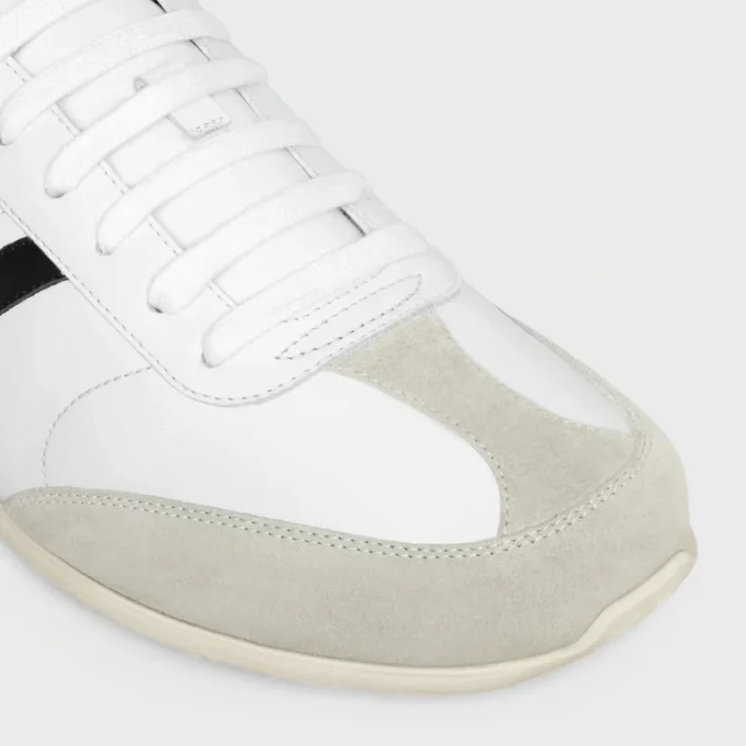 Celine Jogger Low Lace-Up Sneaker in Calfskin & Suede Calfskin