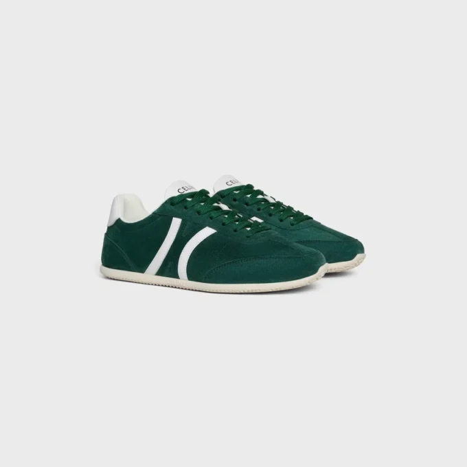 Celine Jogger Low Lace-Up Sneaker with Triomphe in Suede Calfskin and Calfskin