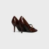 Celine Judy Strappy Pump in Printed Leopard Patent Calfskin