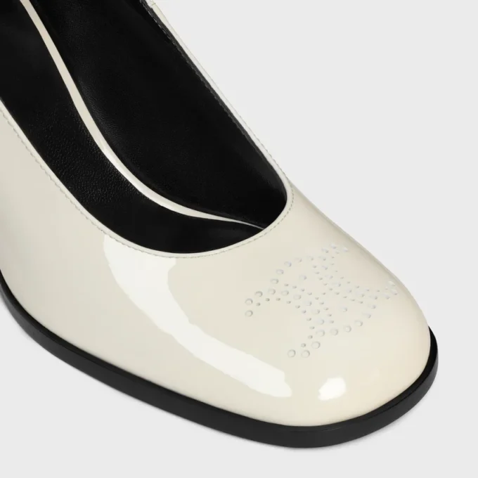 Celine Lily Perforated Triomphe Babies in Patent Calfskin