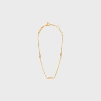 Celine Line Triple Bracelet in Yellow Gold and Diamonds