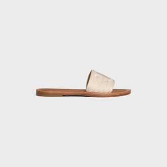 Celine Lympia Mule in Embroidered Cotton Canvas Celine Lympia Mule in Embroidered Cotton Canvas