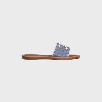 Celine Lympia Mule in Striped Textile with Triomphe