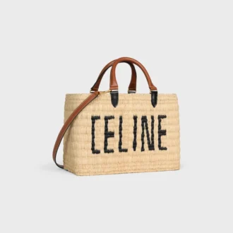 Celine Paris Panier  in Raffia and Calfskin