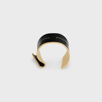 Celine Ribbon Large Cuff in Enamel and Brass with Gold Finish