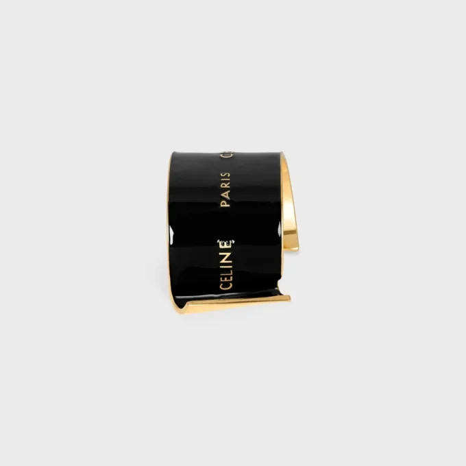Celine Ribbon Large Cuff in Enamel and Brass with Gold Finish
