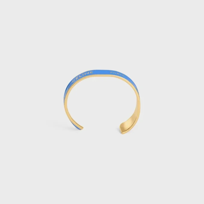 Celine Ribbon Small Cuff in Enamel and Brass with Gold Finish