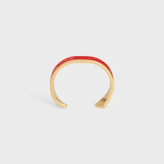 Celine Ribbon Small Cuff in Enamel and Brass with Gold Finish