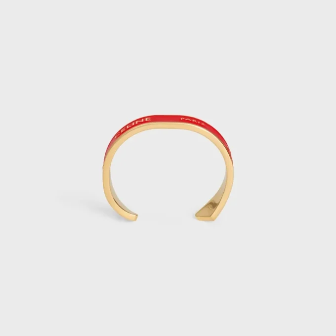 Celine Ribbon Small Cuff in Enamel and Brass with Gold Finish
