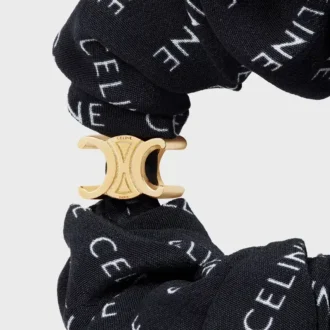 Celine Scrunchy Rayure in Silk and Brass with Gold Finish