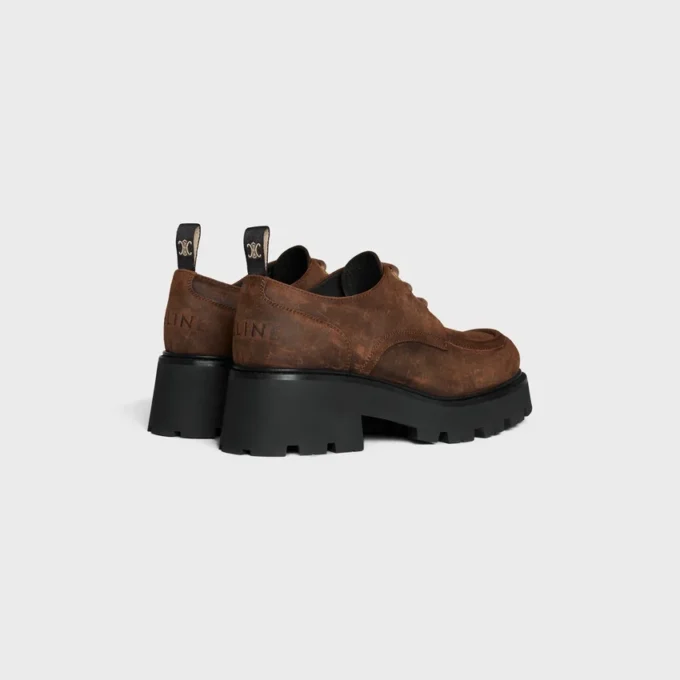 Celine Triomphe Derbies  in Waxed Suede Calfskin