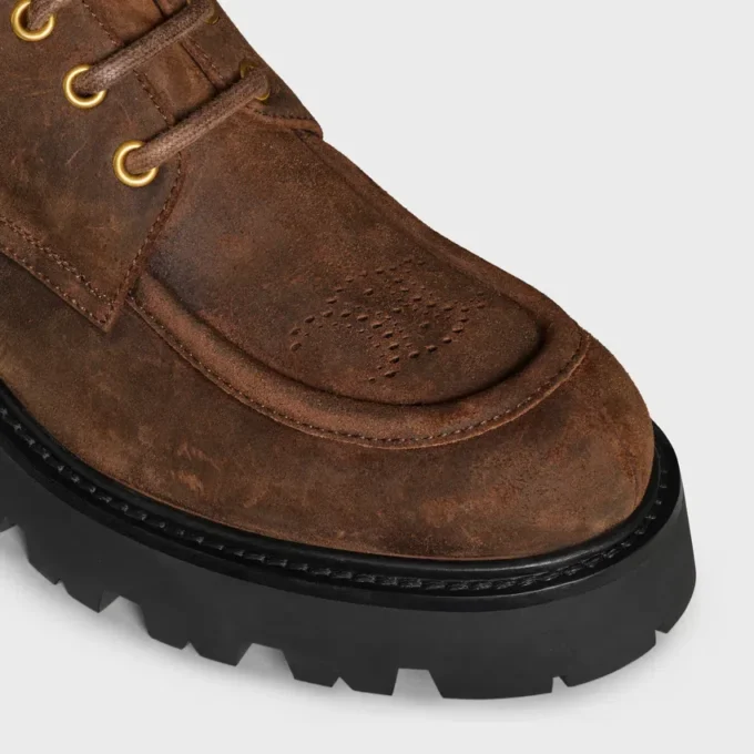 Celine Triomphe Derbies  in Waxed Suede Calfskin
