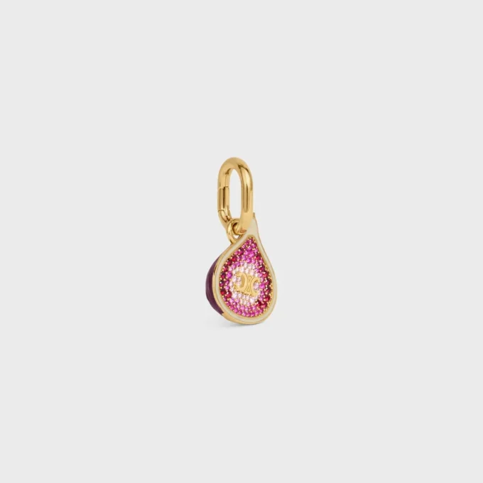 Charms Fig in Brass with Gold Finish, Enamel and Strass