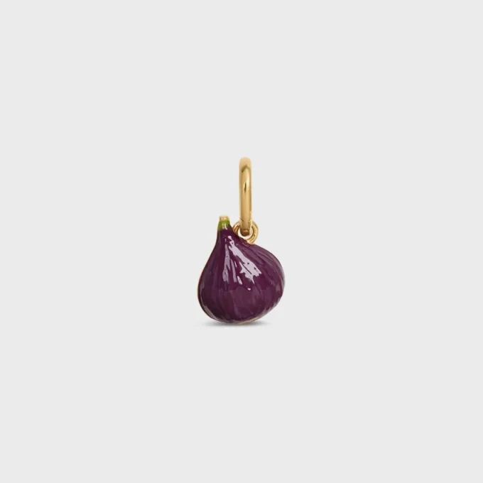 Charms Fig in Brass with Gold Finish, Enamel and Strass