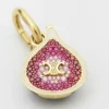 Charms Fig in Brass with Gold Finish, Enamel and Strass
