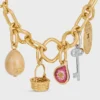 Charms Fig in Brass with Gold Finish, Enamel and Strass