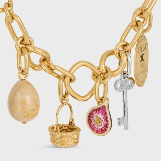 Charms Fig in Brass with Gold Finish, Enamel and Strass