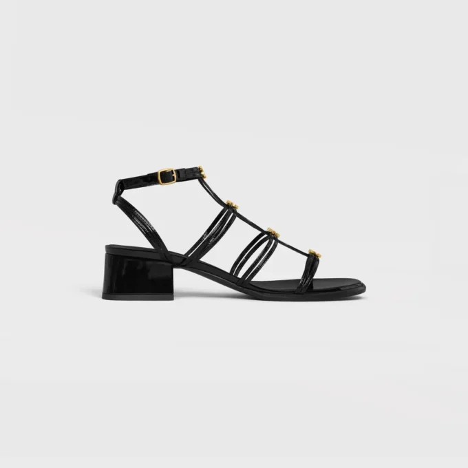 CléMence Heeled Sandal in Glossy Calfskin