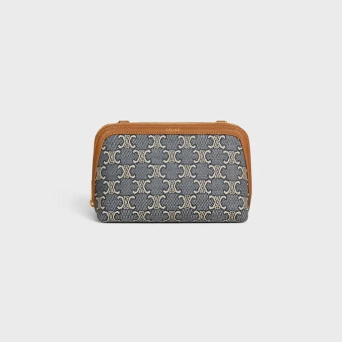 Clutch on Chain in Jacquard Triomphe All Over Clutch on Chain in Jacquard Triomphe All Over