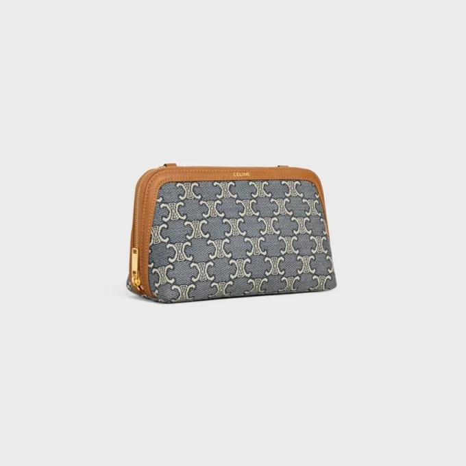 Clutch on Chain in Jacquard Triomphe All Over Clutch on Chain in Jacquard Triomphe All Over