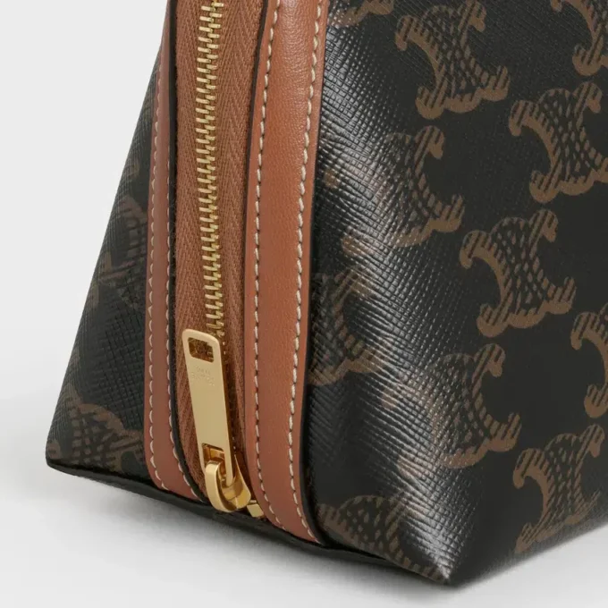 Clutch on Chain in Triomphe Canvas and Lambskin Clutch on Chain in Triomphe Canvas and Lambskin
