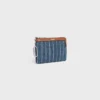 Coin Purse in Striped Denim with Strass