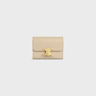 Compact Wallet with Coin Triomphe in Shiny Calfskin Compact Wallet with Coin Triomphe in Shiny Calfskin