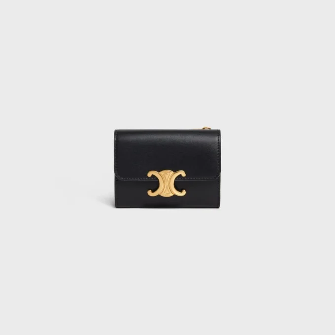 Compact Wallet with Coin Triomphe in Shiny Calfskin Compact Wallet with Coin Triomphe in Shiny Calfskin