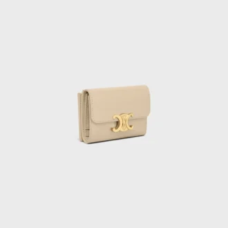 Compact Wallet with Coin Triomphe in Shiny Calfskin Compact Wallet with Coin Triomphe in Shiny Calfskin